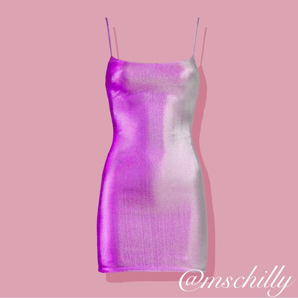 Bec & Bridge Magenta Magic Mini Dress Purple Pink Silver Metallic Cocktail US 6